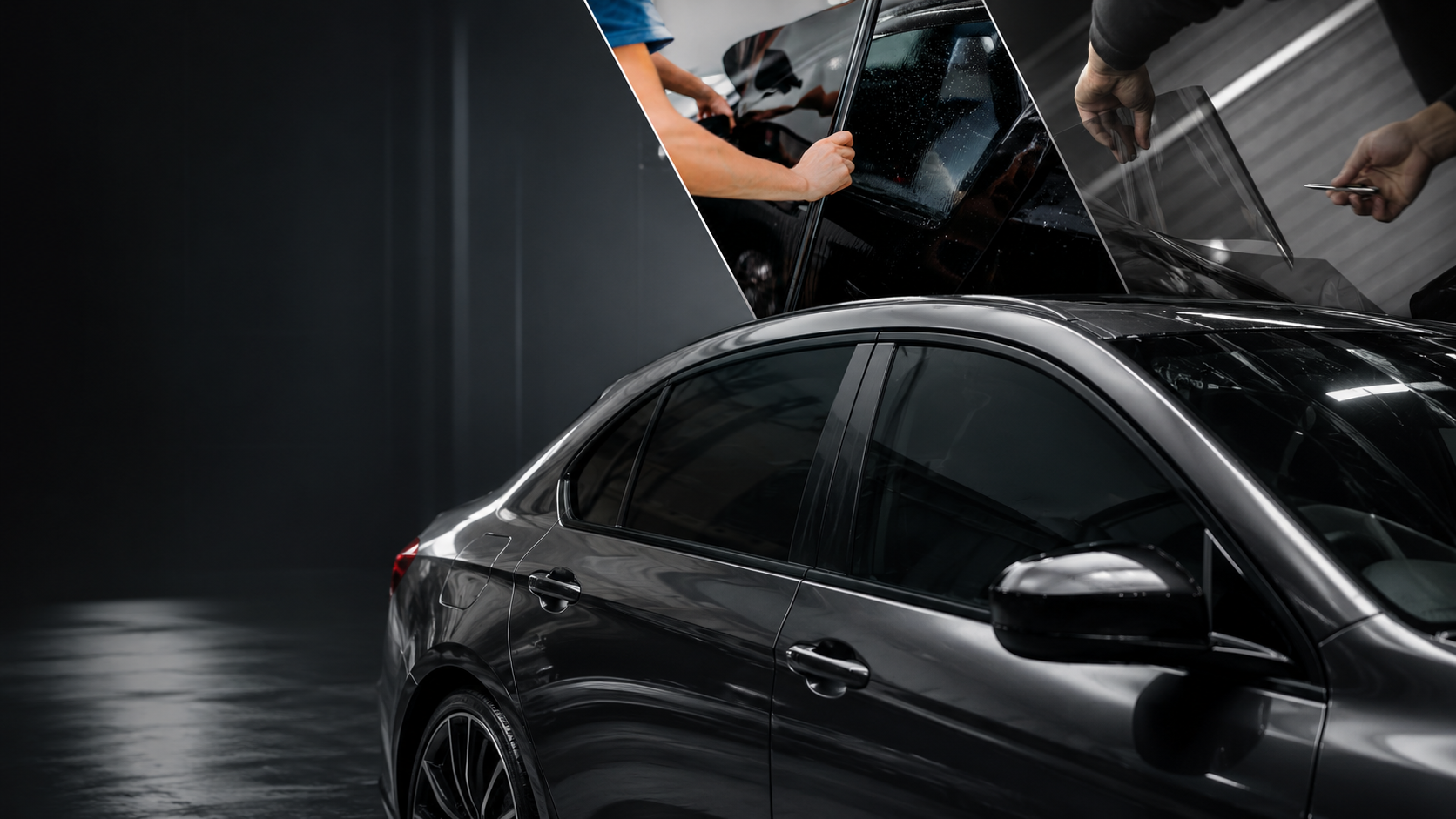 Black sedan with professionally tinted windows